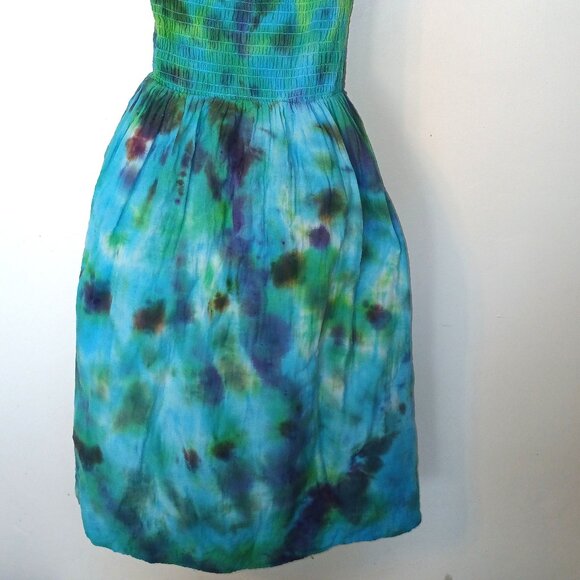 Hand Dyed Blue & Green Dress With Pockets Summer Sundress Women's Size XXXL (22) - Picture 13 of 15